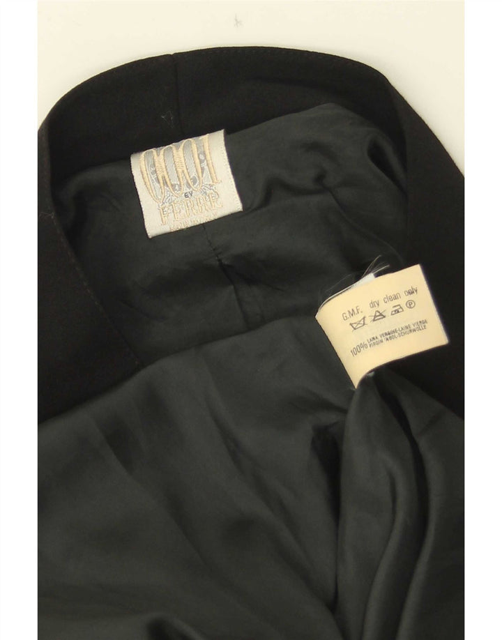 Ferre Damen-Mantel mit 3/4-Ärmeln, UK 16, Größe L, schwarze Schurwolle