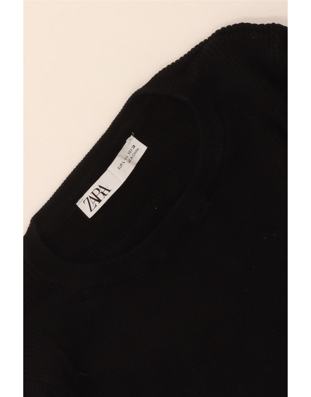 Zara Damen Crop Top Langarm UK 14 Large Schwarz