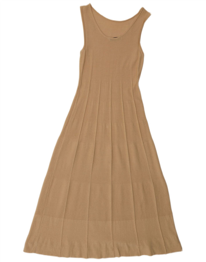 Zara Damen Ärmelloses Maxikleid UK 12 Medium Beige