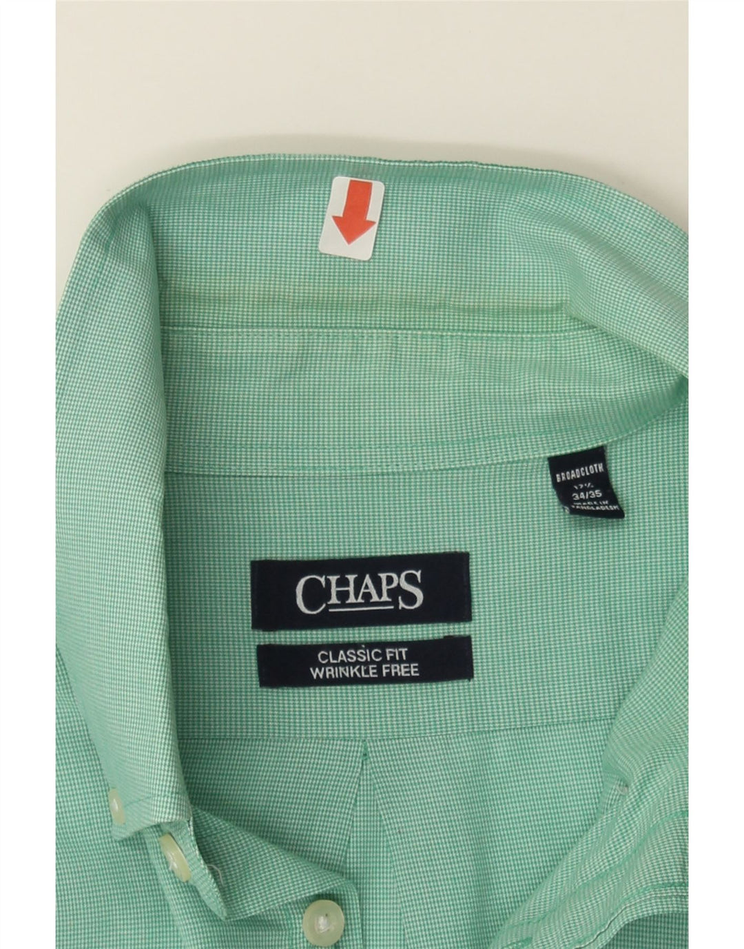 CHAPS Mens Classic Fit Shirt Size 17 1/2 XL Turquoise Houndstooth Cotton Vintage Chaps and Second-Hand Chaps from Messina Hembry 