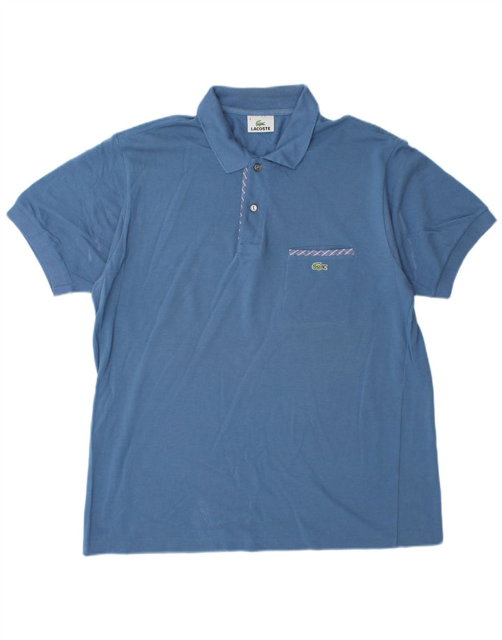 Lacoste Herren-Poloshirt, Größe 4, mittelblaue Baumwolle