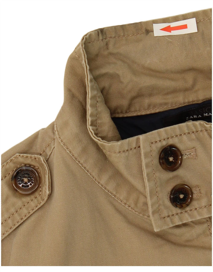 Zara Herren-Militär-Bomberjacke, UK 38, mittelbeige Baumwolle
