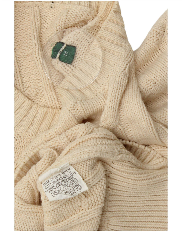 Vintage Herren-Pullover mit Rundhalsausschnitt, mittelgroß, aus weißer Baumwolle