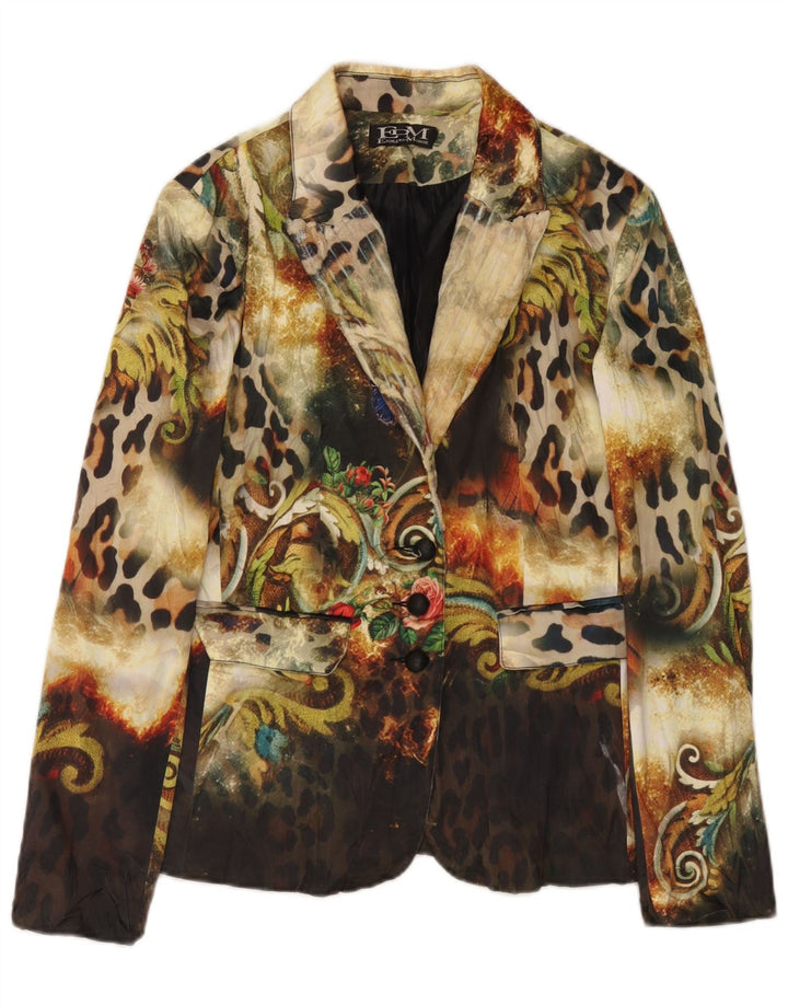 Etoile Du Monde Damen Blazer Jacke UK 10 Kleiner mehrfarbiger Tierdruck