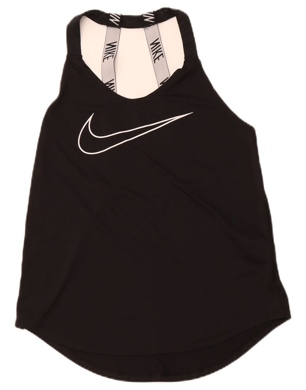 NIKE Damen Dri Fit Loose Fit Graphic Tank Top UK 12 Medium Schwarz