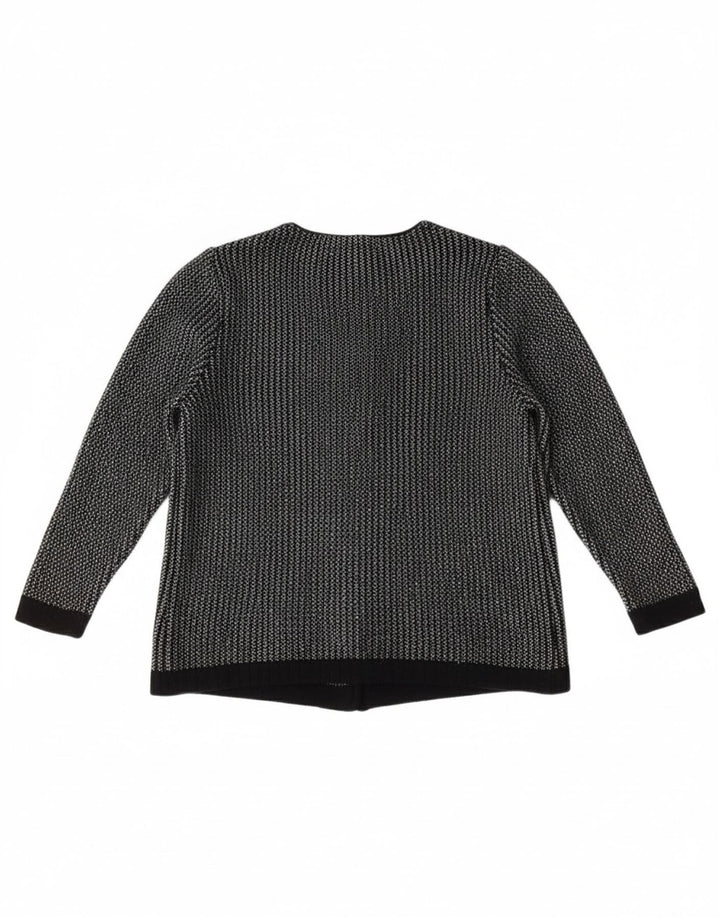 VINTAGE Womens Cardigan Sweater UK 12 Medium Grey Pinstripe