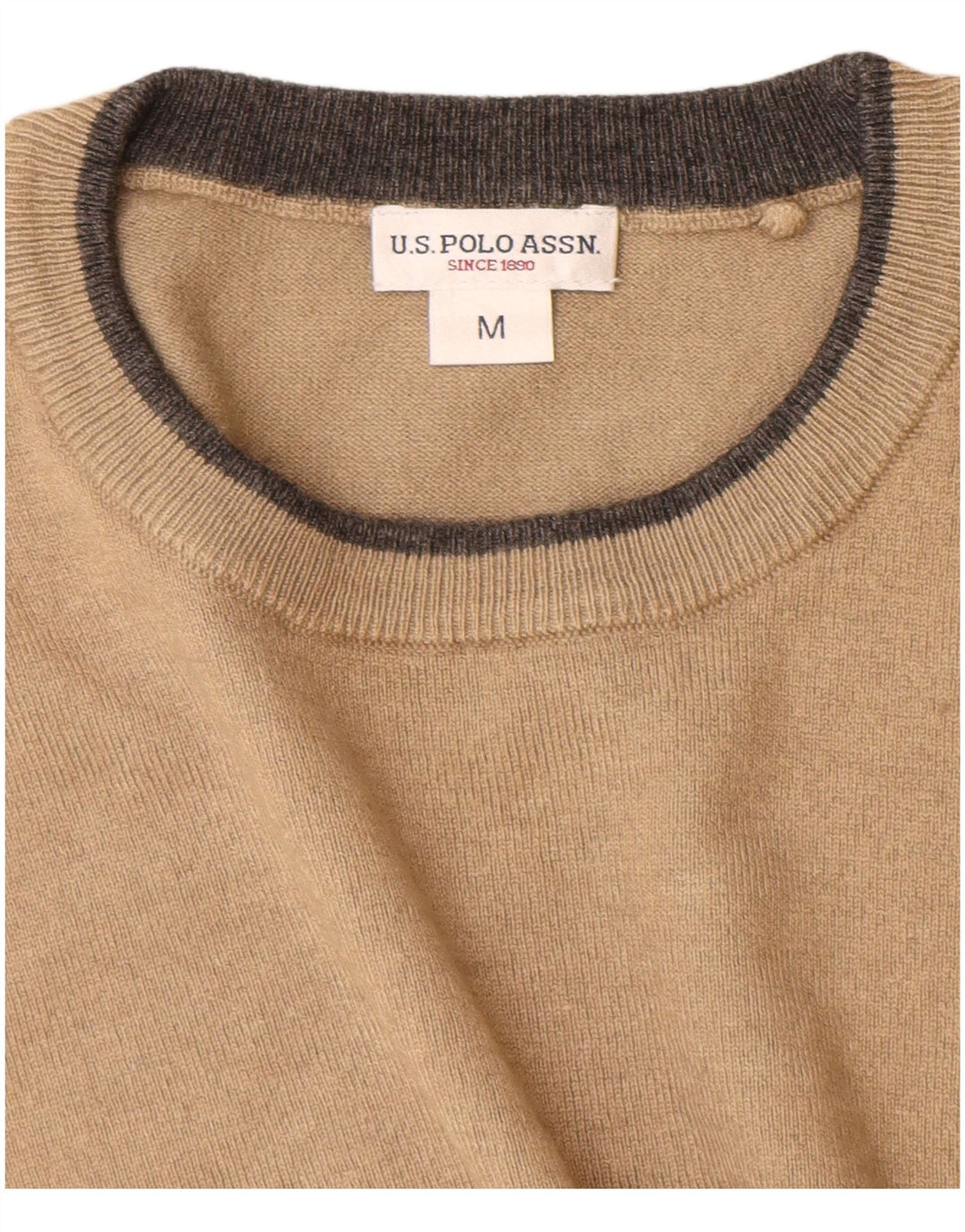 U.S. Polo Assn. Herren-Pullover mit Rundhalsausschnitt, Mittelbeige