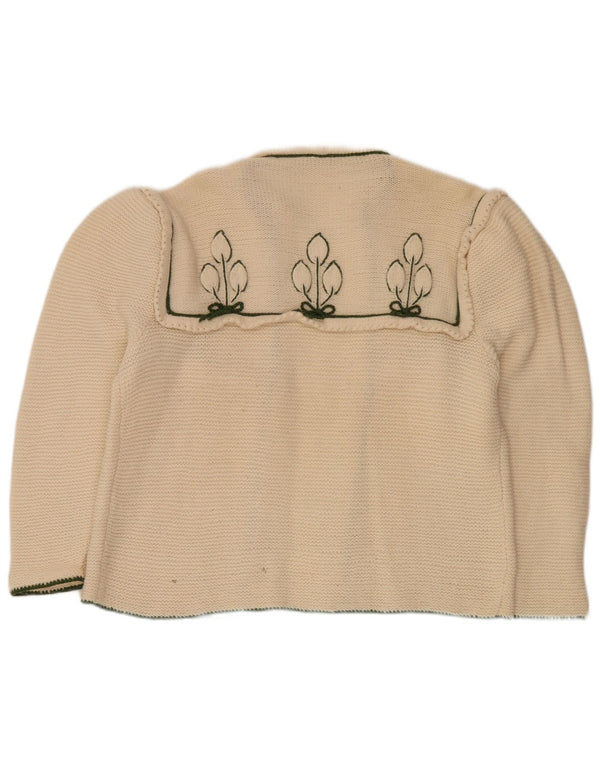 Vintage Damen Offener Cardigan Pullover UK 20 2XL Off White Floral