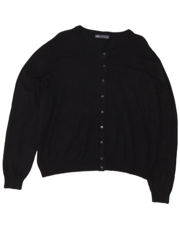 Marks & Spencer Damen-Cardigan-Pullover UK 22 3XL Schwarze Viskose