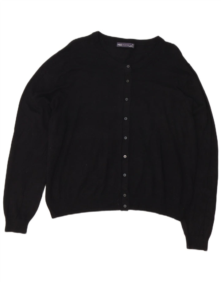 Marks & Spencer Damen-Cardigan-Pullover UK 22 3XL Schwarze Viskose