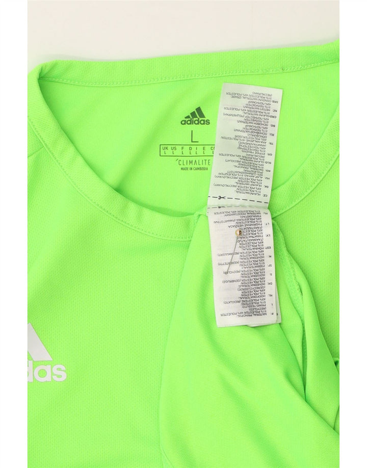 Adidas Herren Climalite T-Shirt Top Large Grün Colourblock Polyester