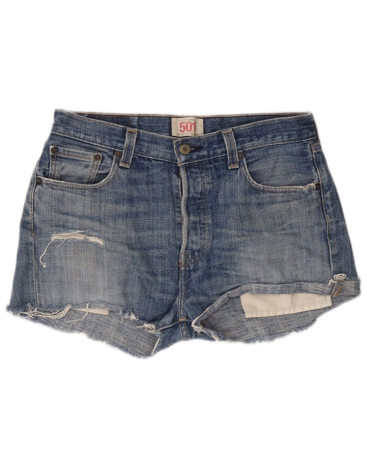 Levi's Damen 501 Distressed Denim Shorts W30 Mittelblaue Baumwolle