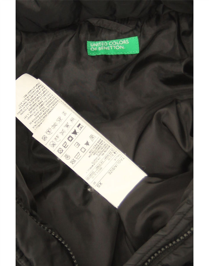 Benetton Damen Übergroße wattierte Jacke UK 6 XS Schwarz Polyamid