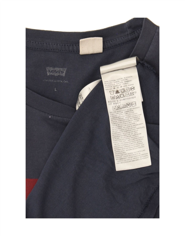 LEVI'S Mens Graphic T-Shirt Top Large Navy Blue Cotton Vintage Levi's and Second-Hand Levi's from Messina Hembry 