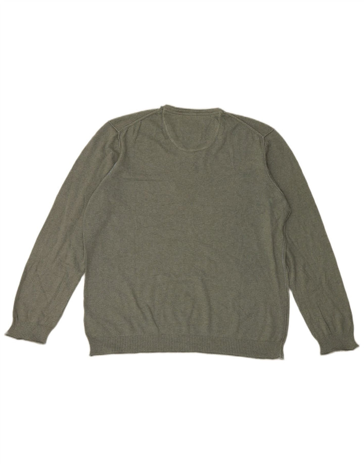 White Stuff Herren-Pullover mit V-Ausschnitt, XL, Khaki, Baumwolle