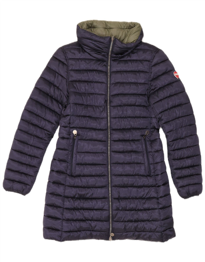 Colmar Womens Hooded Reversible Wattierter Mantel UK 12 Medium Marineblau Nylon
