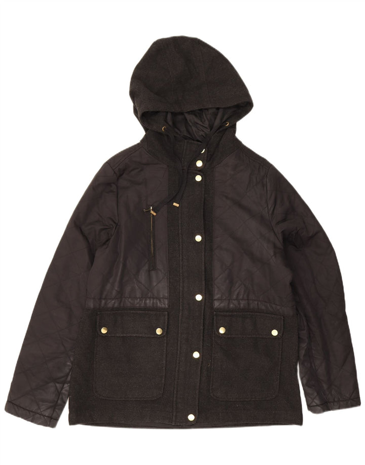 Topshop Damen Steppjacke mit Kapuze, UK 14, Größe L, Schwarz, Polyester
