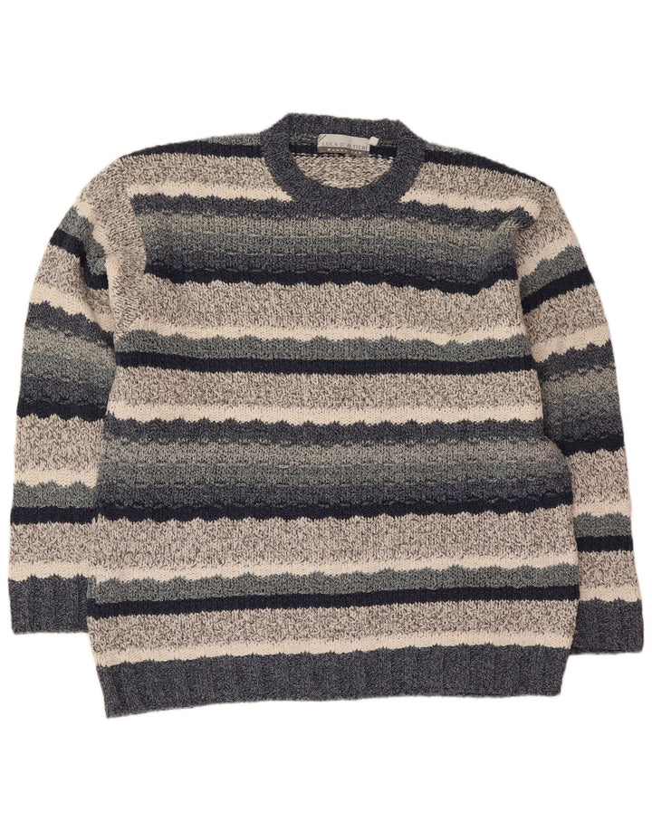 Luca D'altieri Herren-Pullover mit Rundhalsausschnitt, groß, marineblau gestreift