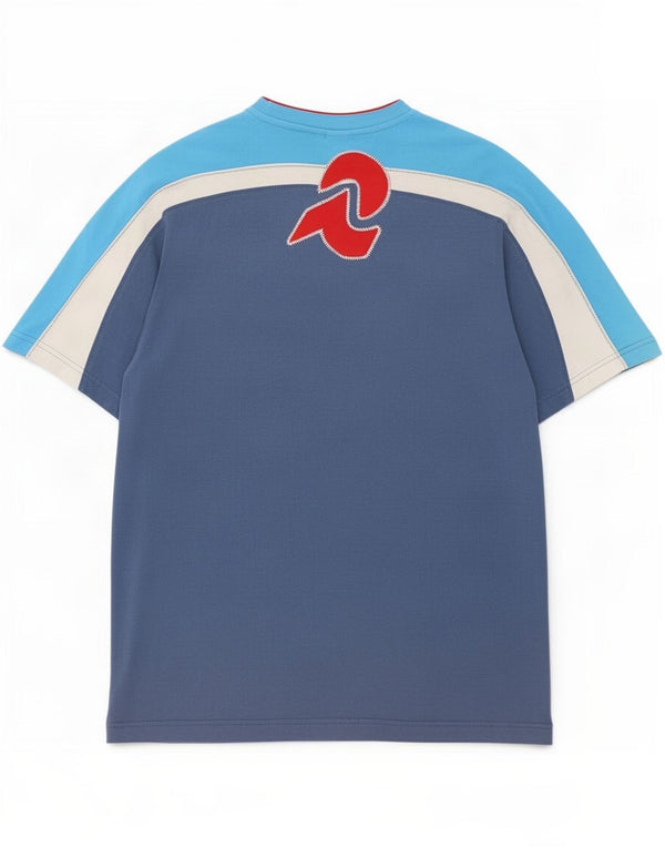 Invicta Herren-T-Shirt-Oberteil aus mittelblauer Colourblock-Baumwolle