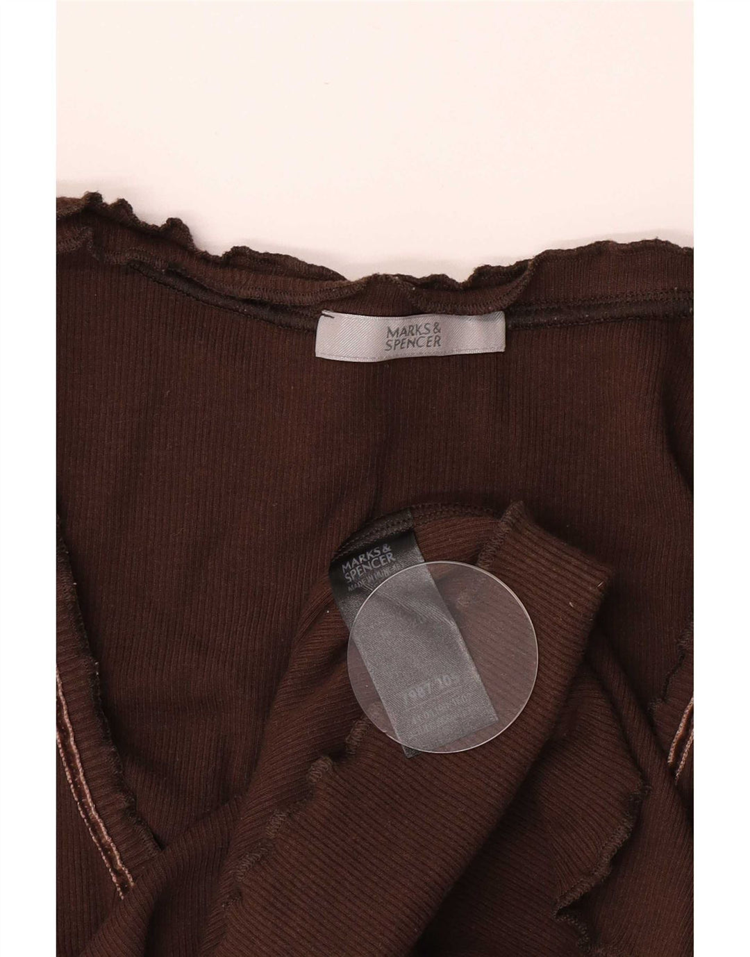Marks & Spencer Damen-Top, 3/4-Ärmel, UK-Größe 16, Größe L, Braun, Baumwolle