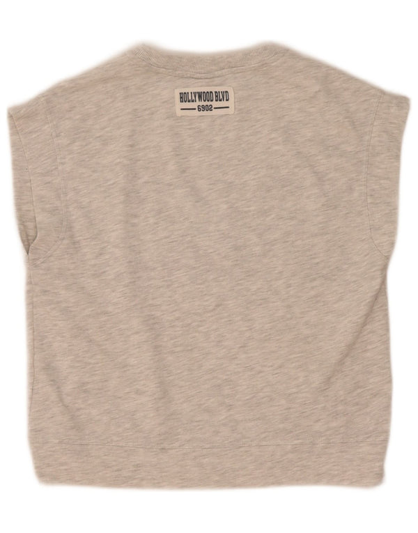 Zara Mädchen-T-Shirt mit lockerer Passform, Grafik, 11–12 Jahre, graue Baumwolle