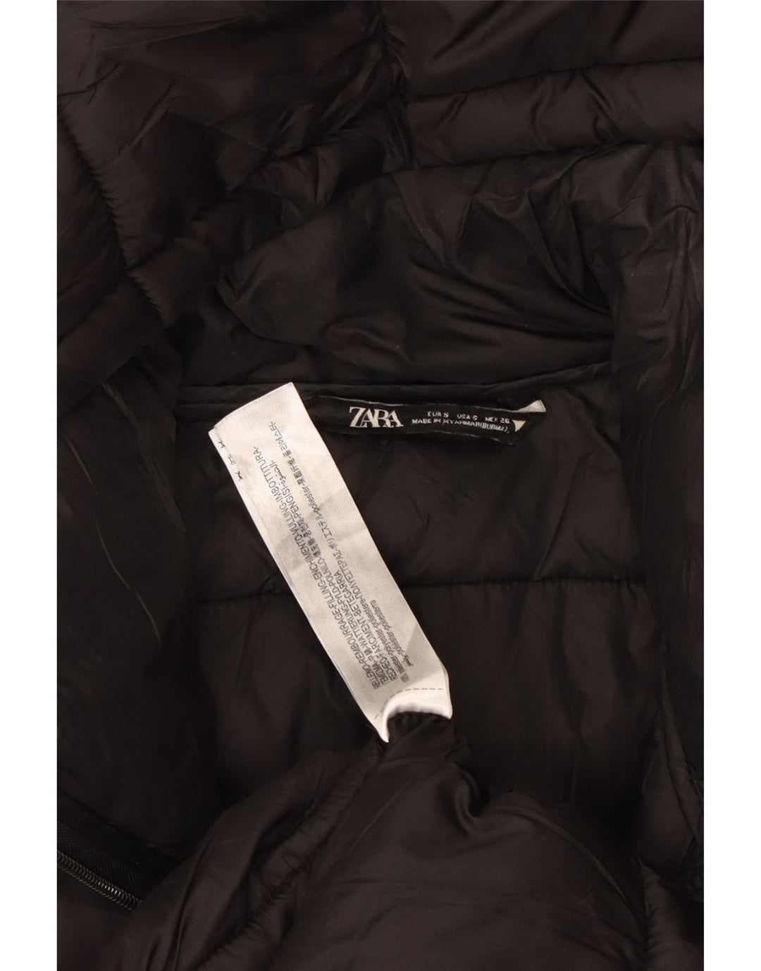 ZARA Damen Übergroßer, wattierter Mantel mit Kapuze, UK 10, Größe S, Schwarz, Polyester