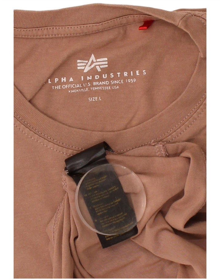 ALPHA INDUSTRIES Mens T-Shirt Top Large Brown Cotton