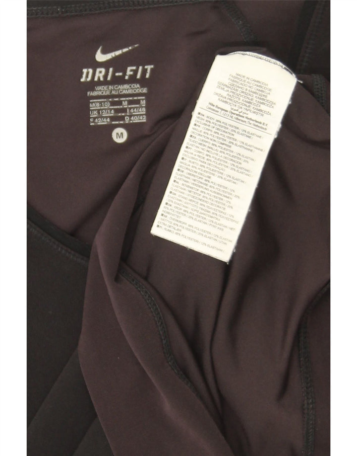 Nike Damen Dri Fit T-Shirt Top UK 12/14 Medium Schwarz Polyester