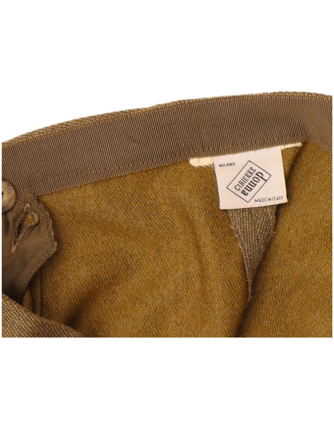 VINTAGE Damen-Freizeithose mit hoher Taille, konisch zulaufend, W28, L29, Beige, Nadelstreifen