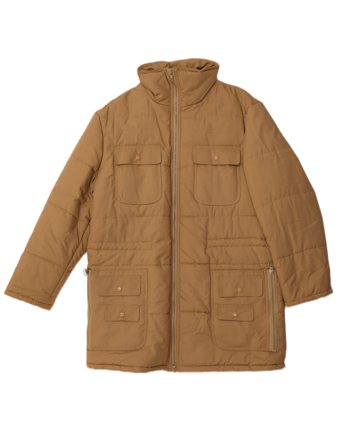 Vintage Herren gepolsterter Mantel UK 36 Small Beige Polyester