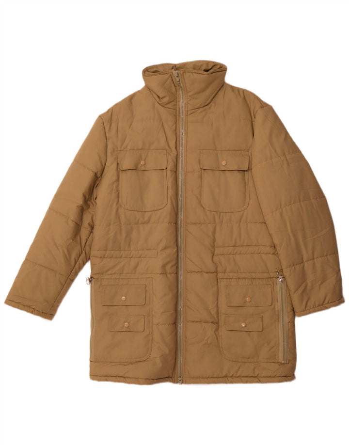 Vintage Herren gepolsterter Mantel UK 36 Small Beige Polyester
