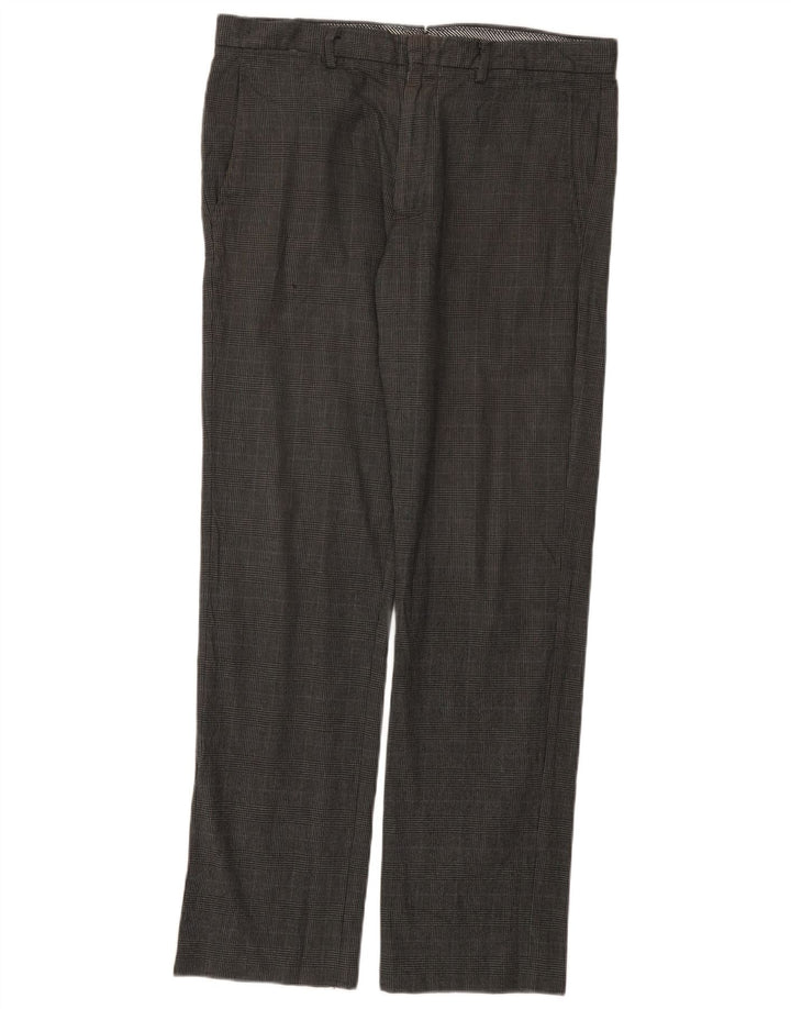 Gap Herren Extra Sim Fit Chinohose W34 L32 grau karierte Baumwolle