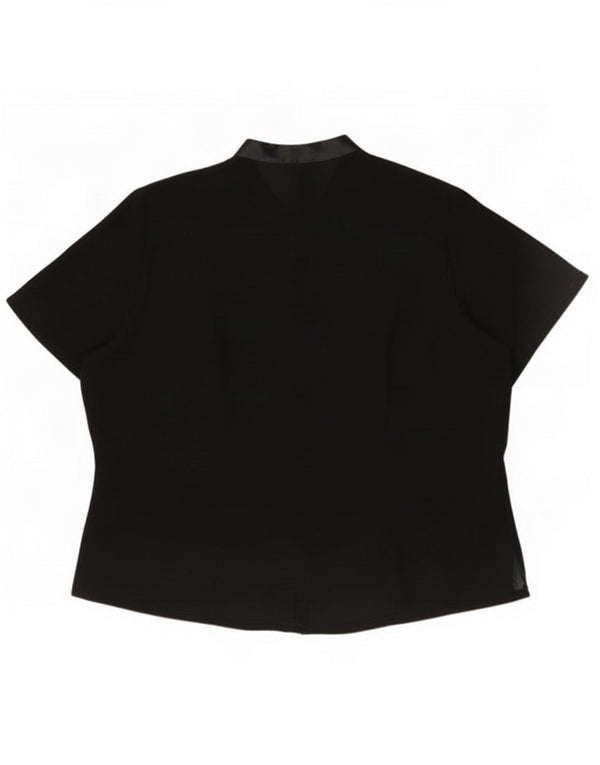 Marks & Spencer Damen Kurzarm-Hemdbluse UK 22 3XL Schwarz Geometrisch