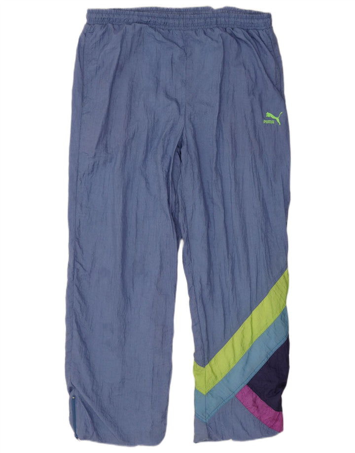 Puma Herren-Trainingshose, groß, blaues Colourblock-Polyamid