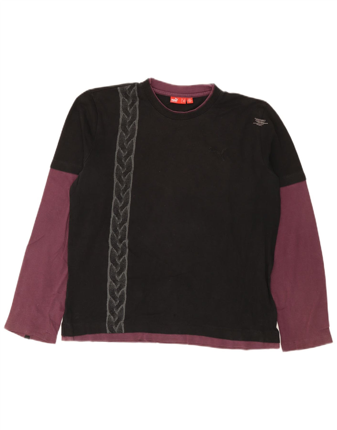 Puma Herren-Top mit langen Ärmeln, mittelschwarz, Farbblock