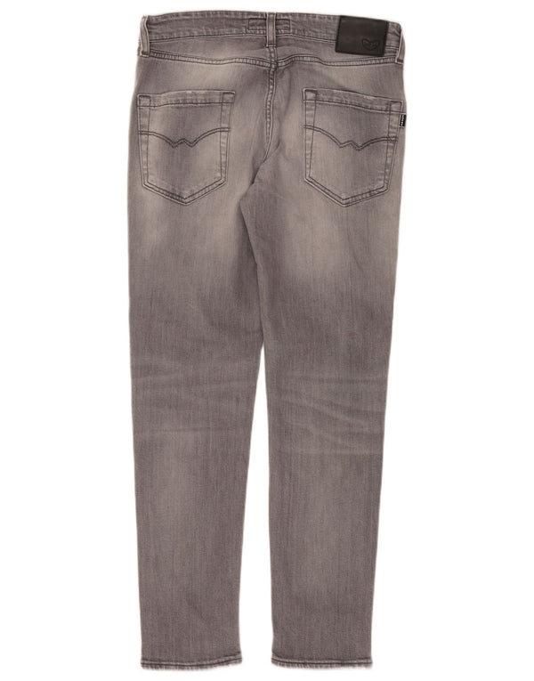 POP 84 Herren Distressed Slim Jeans W33 L29 Graue Baumwolle