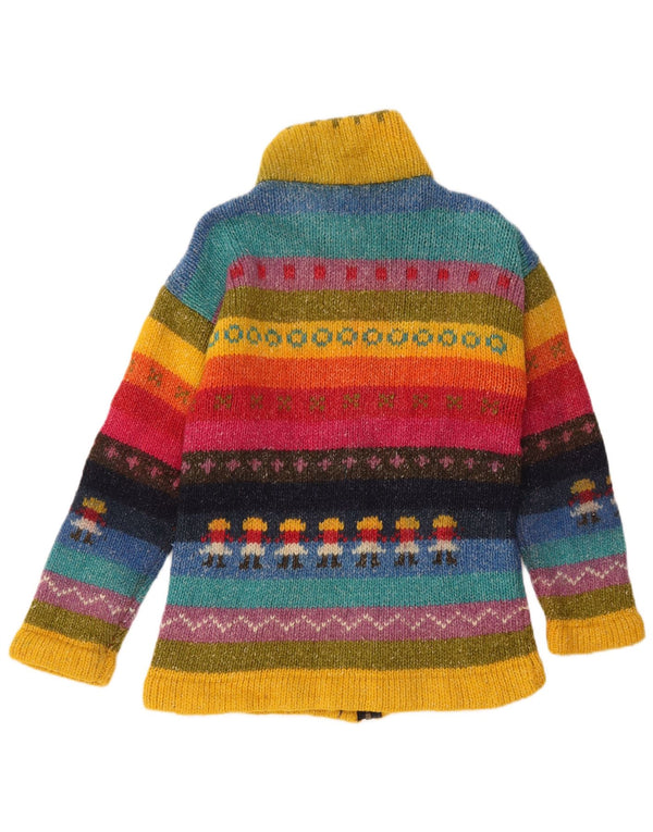 Vintage Damen Cardigan Pullover UK 14 Groß Mehrfarbig gestreift