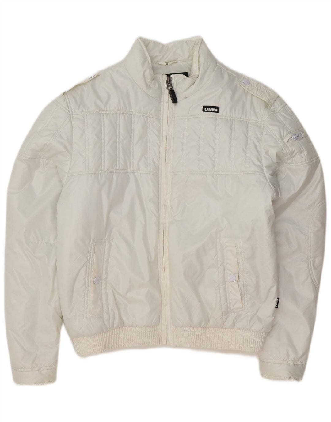UMM Herren-Militär-Jacke, gepolstert, UK 42, XL, Weiß, Polyester