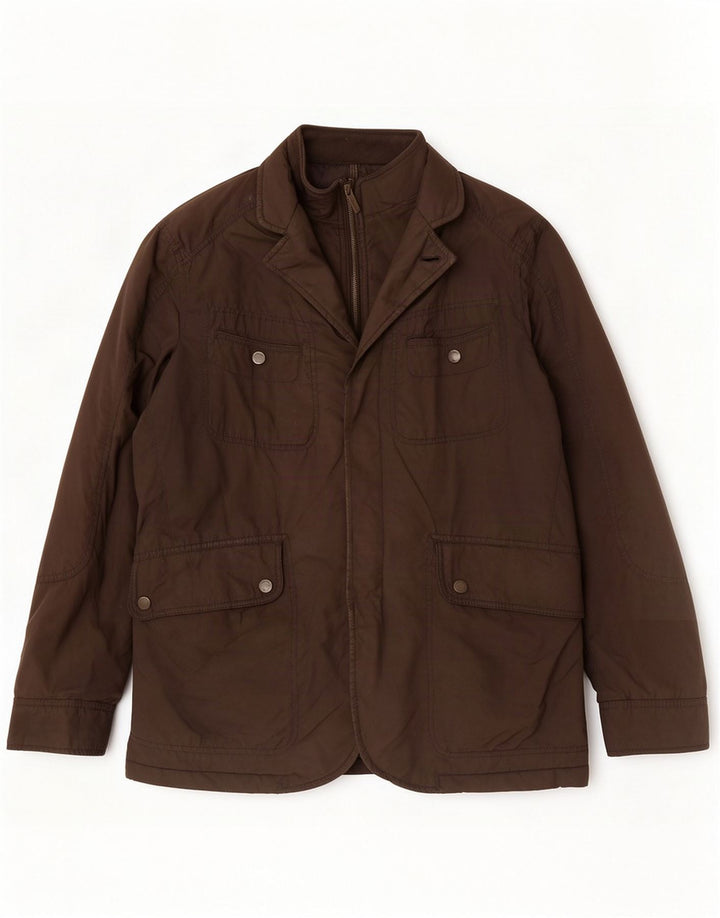 Massimo Dutti Herren Wattierte Jacke Groß Braun Polyester