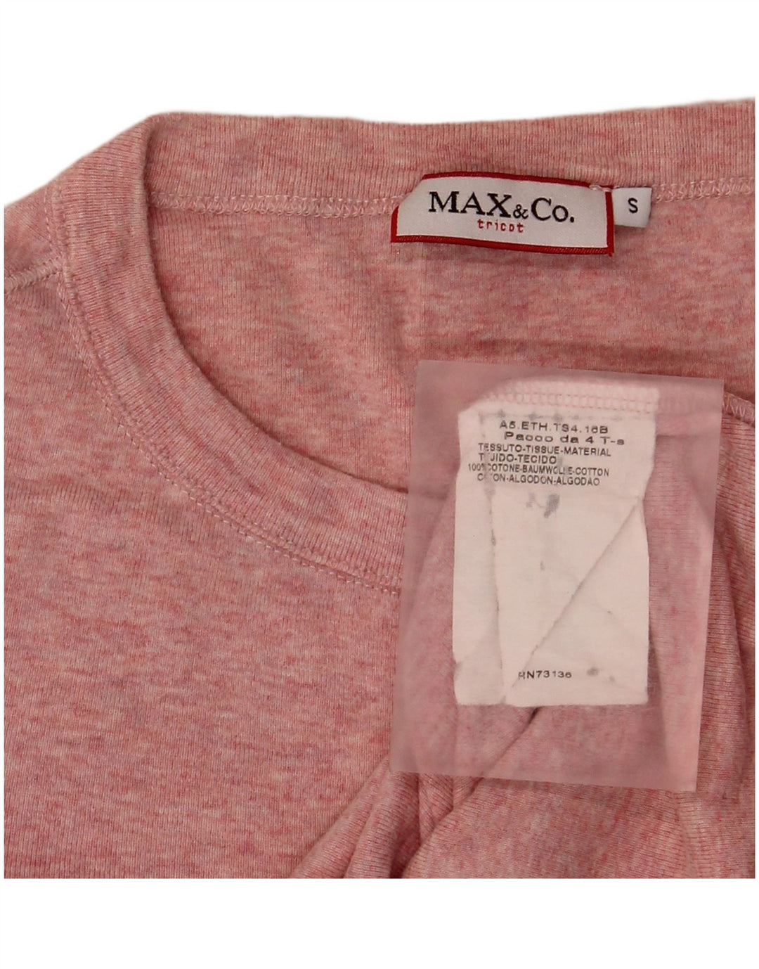 Max & Co. Damen Top Langarm UK 10 Small Rosa Baumwolle