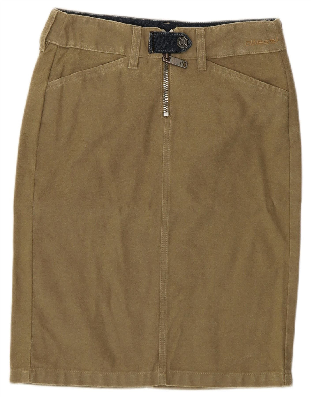 Diesel Damen Bleistiftrock W26 Small Khaki Baumwolle