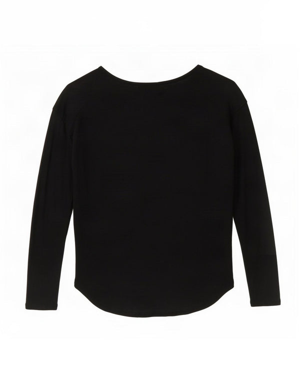 Desigual Damen Top Langarm UK 14 Mittelschwarze Viskose mit Blumenmuster