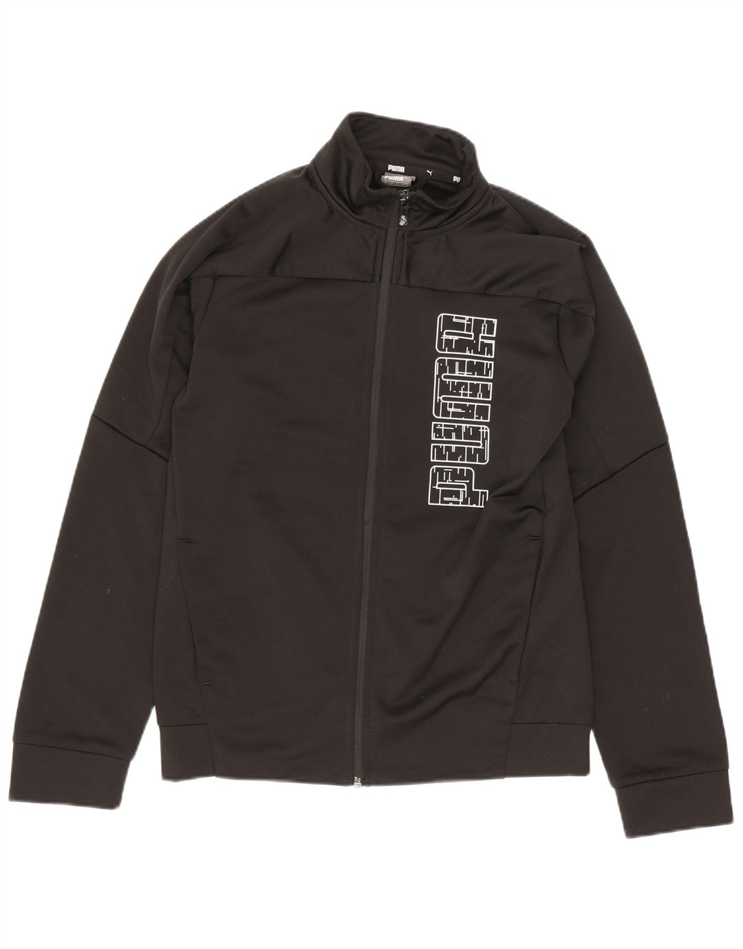 Puma Jungen Grafik-Trainingsanzug-Top-Jacke, 11–12 Jahre, schwarzes Polyester