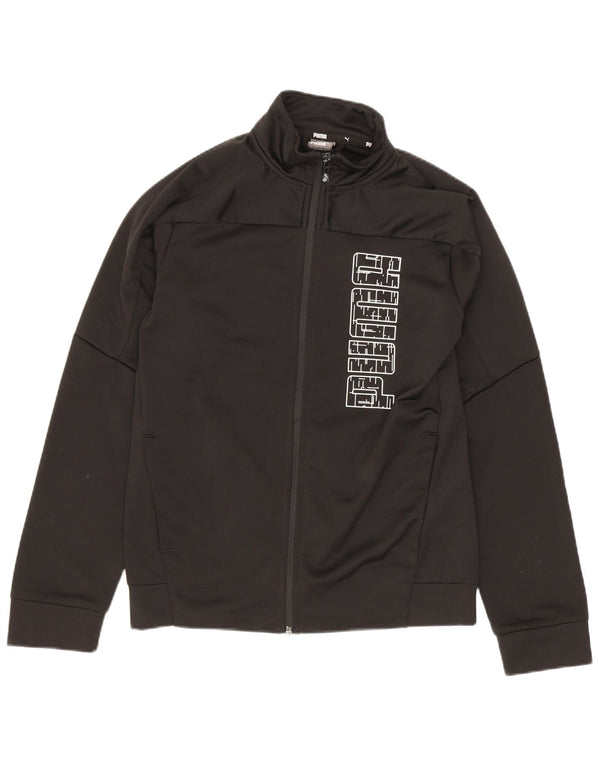 Puma Jungen Grafik-Trainingsanzug-Top-Jacke, 11–12 Jahre, schwarzes Polyester