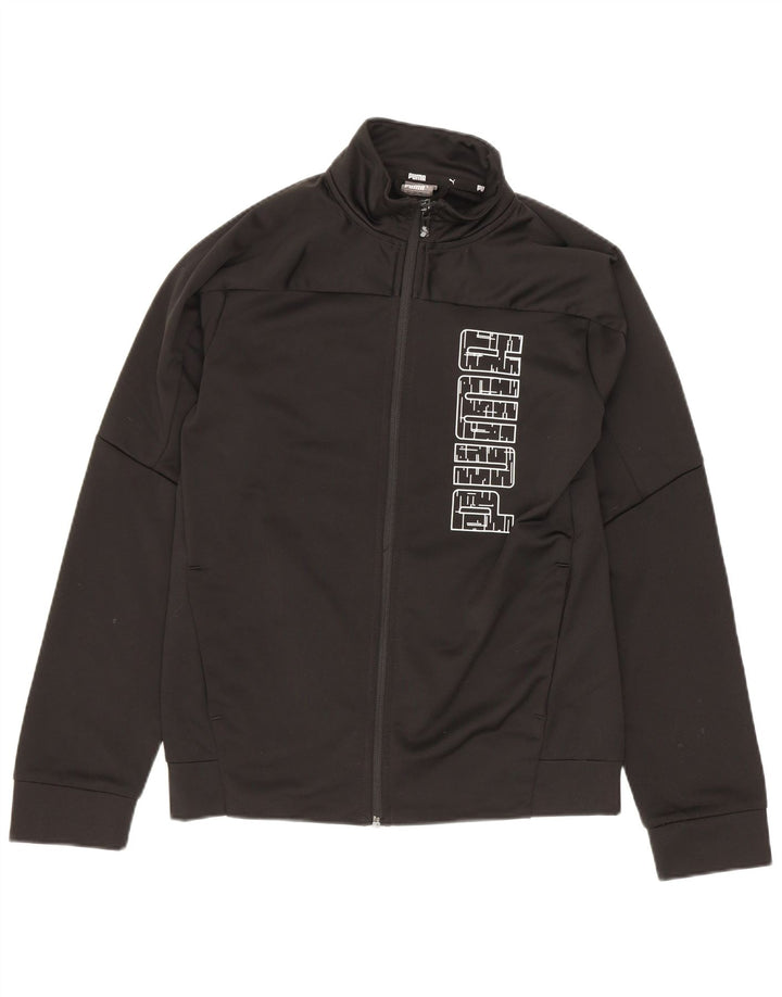 Puma Jungen Grafik-Trainingsanzug-Top-Jacke, 11–12 Jahre, schwarzes Polyester
