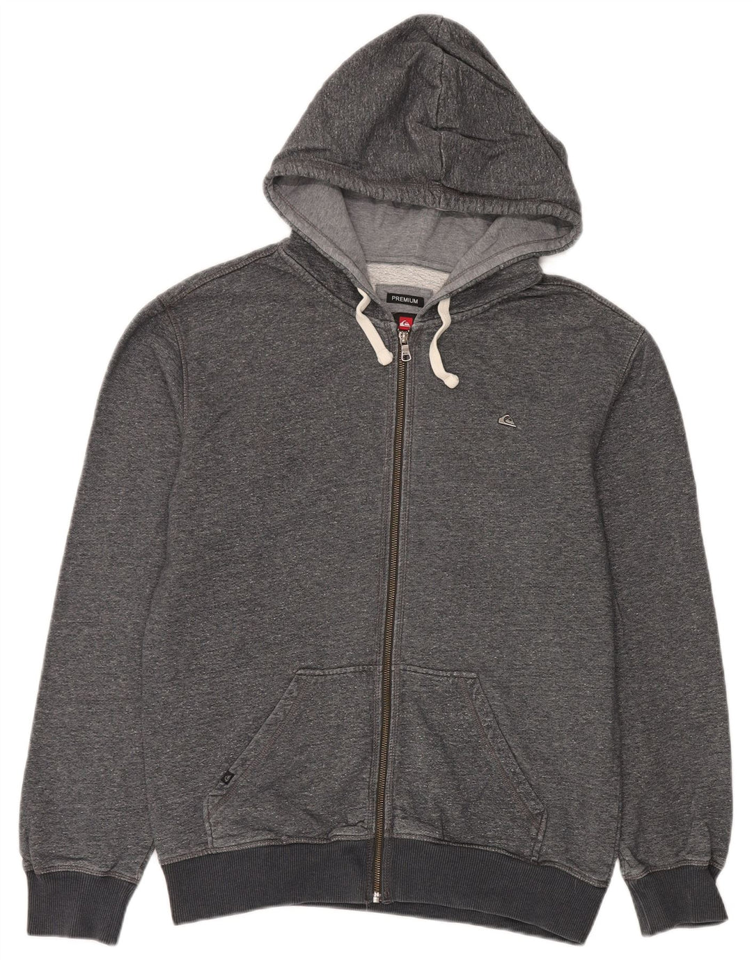 Quiksilver Premium-Kapuzenpullover mit Reißverschluss für Herren aus mittelgrauer Baumwolle