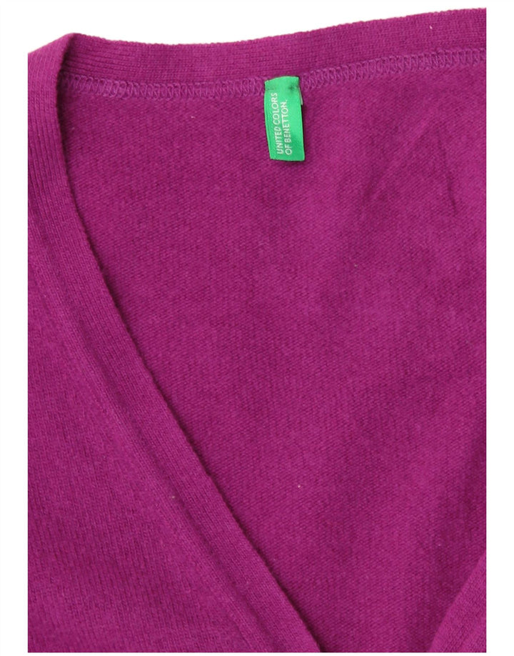 Benetton Damen-Cardigan-Pullover UK 8 Small Lila Wolle