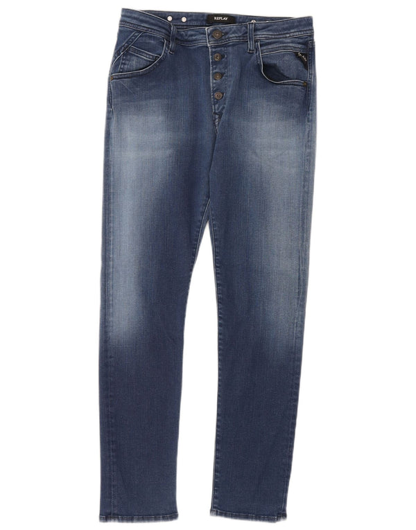 Replay Damen Pilar Slim Jeans W26 L28 Blaue Baumwolle