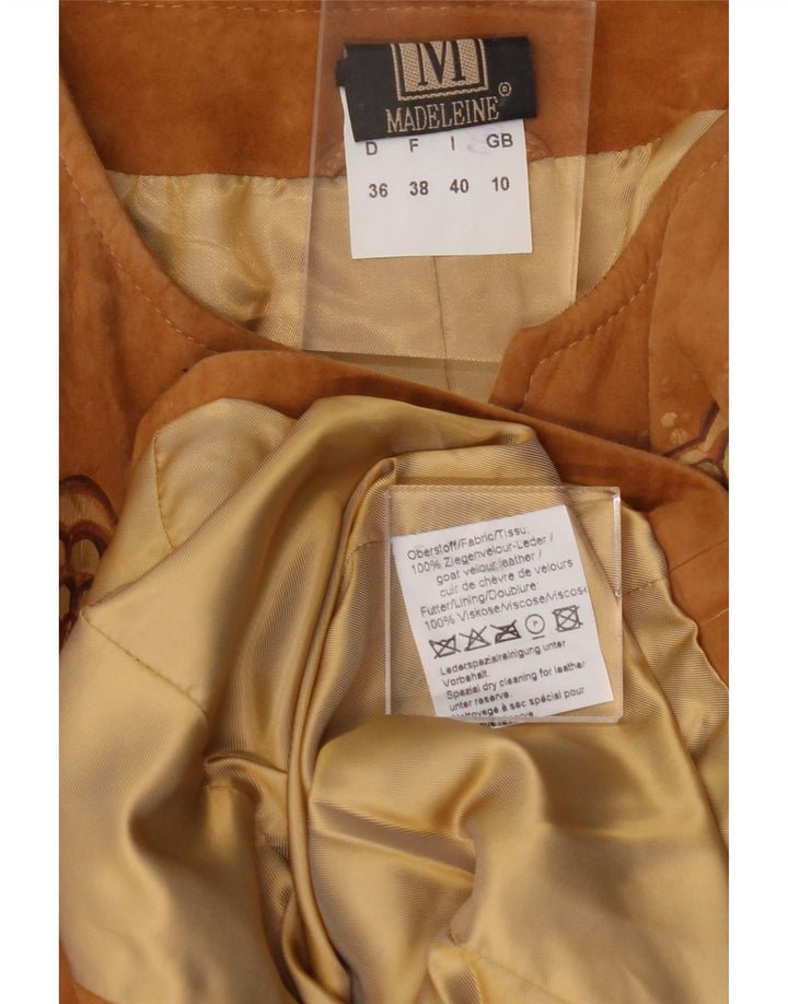 MADELEINE Womens Suede Jacket UK 10 Small Brown Floral Leather Vintage Madeleine and Second-Hand Madeleine from Messina Hembry 