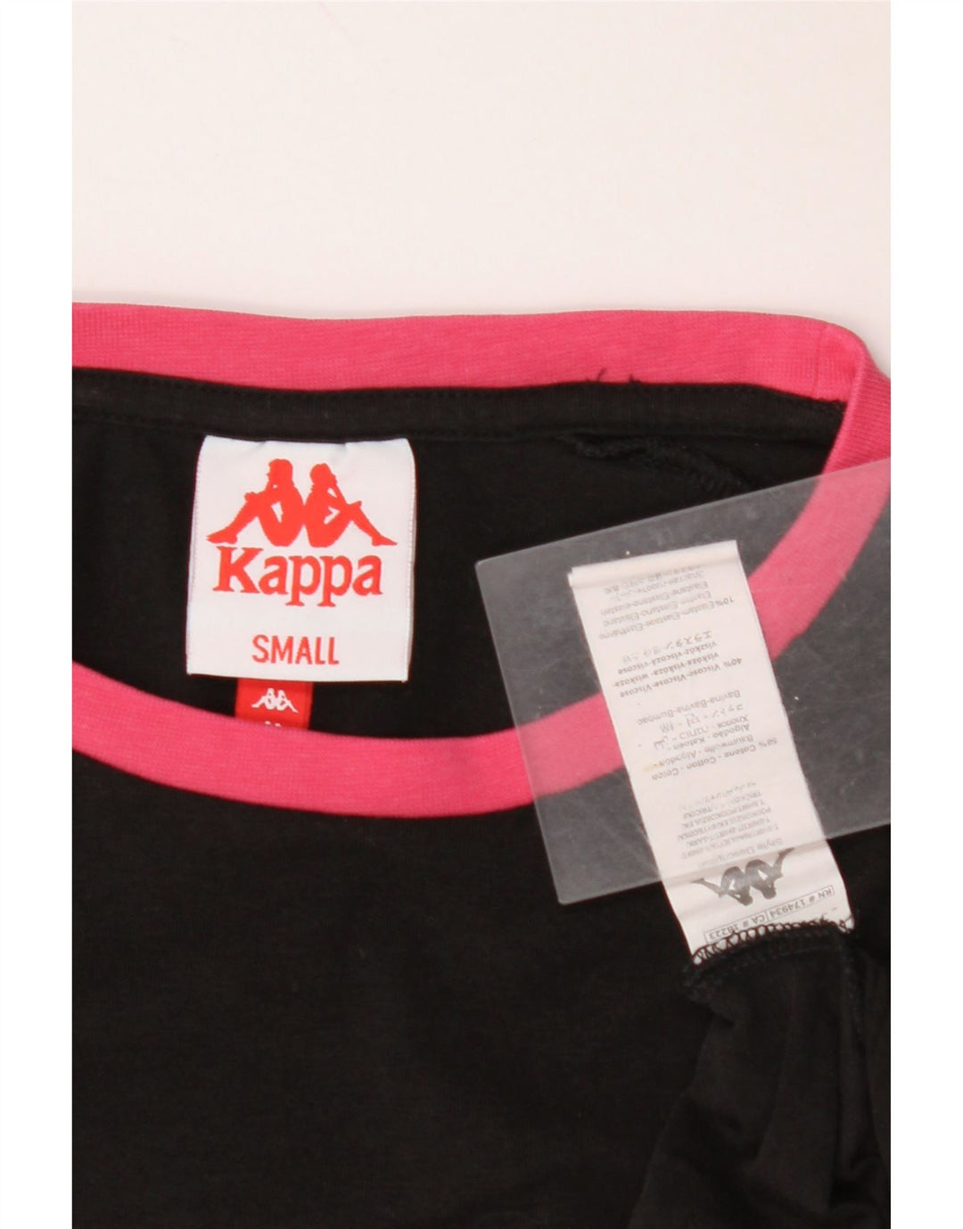 KAPPA Damen Crop Oversize Graphic T-Shirt Top UK 10 Small Schwarz Baumwolle